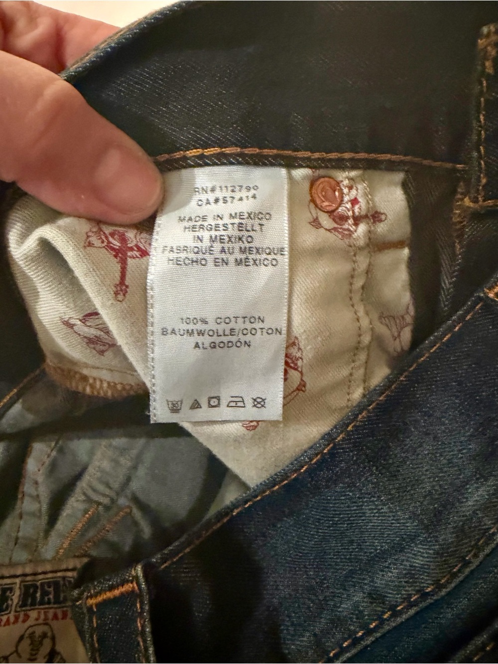 True Religion Ricky Big T Jeans 33x34 Blue Thick Stitch Flap Pockets Made In USA - Picture 8 of 16